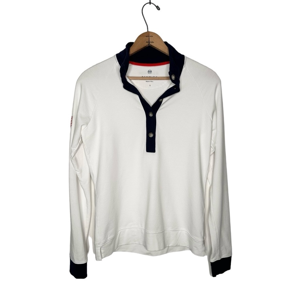 Renwick White Mock Quarter Button Long Sleeve Cotton Blend Golf Polo Size Small